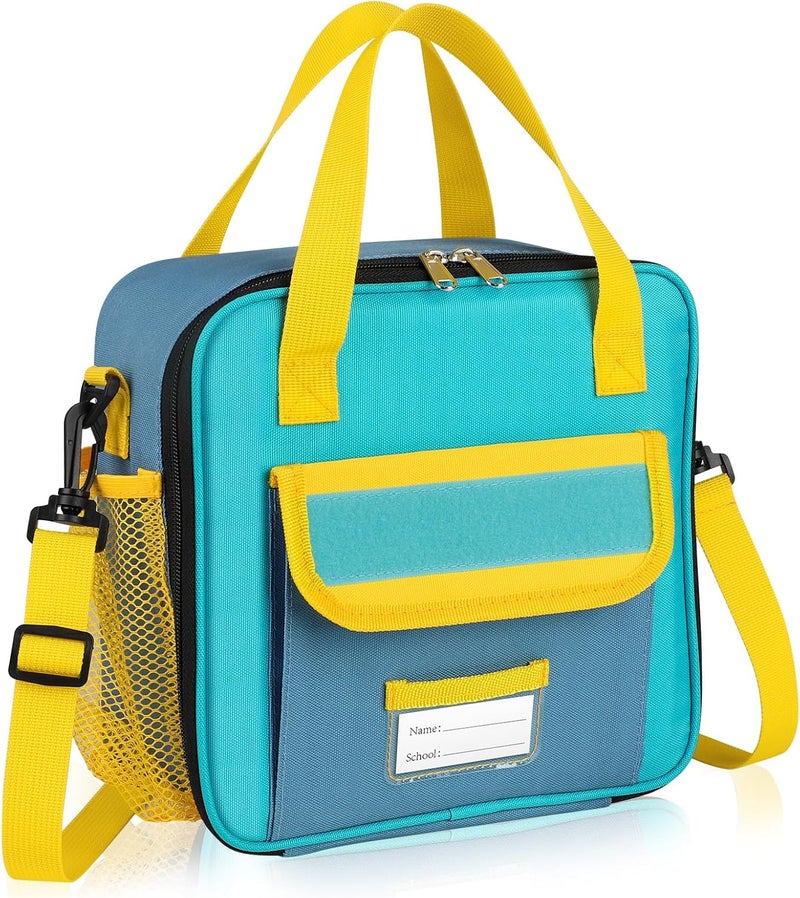 REDSHELL Tactical Lunch Box Kids, Large Insulated Lunch Bag for Boys Girls, Cooler Lunchbag, Square Toddler Lunchbox, School Daycare Lunch Tote Pail with Water Bottle Holder Shoulder Strap, Blue - Image 1